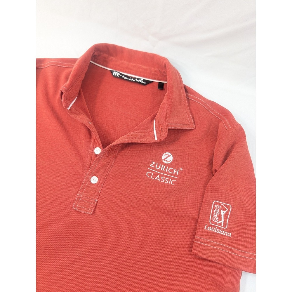 Travis Mathew Polo Medium Burnt Orange TPC Zurich Louisiana Golf Performance